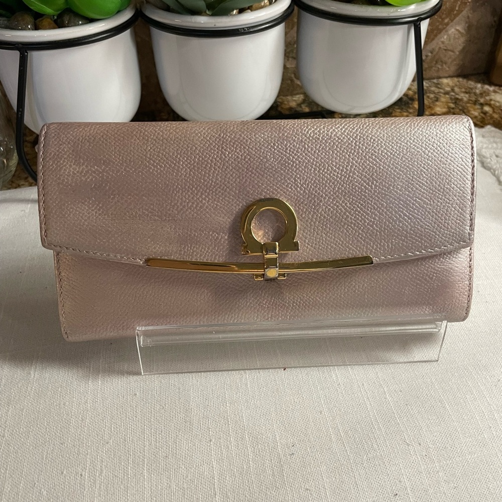 Salvatore Ferragamo painted 7.5” x 4”. Long wallet